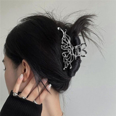 Hollow Out Hairpin Irregular Hair Claw Ponytail Buckle Metal Butterfly Hair Claws Butterfly Hair Clips Personalized Shark Clip