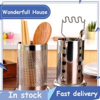 Durable Stainless Steel Chopsticks Cylinder Tableware Storage Rack Shovel Spoon Bucket Knife Fork Storage Box Kitchen Utensils