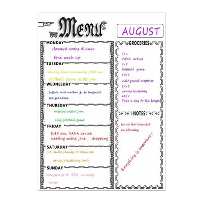 Magnetic Refrigerator Chalkboard,Weekly Menu, Meal Planner,Grocery Shopping List