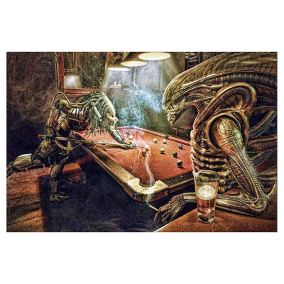 คนต่างด้าวกับ Predator Sci-Fi ภาพยนตร์ที่ทันสมัย C Uadros ผนังศิลปะผ้าใบโปสเตอร์ภาพวาดสำหรับห้องนั่งเล่นห้องนอนตกแต่งบ้านรูปภาพ