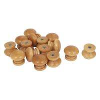 Home Cabinet Cupboard Drawer Round Shaped Wooden Pull Knob Beige 15Pcs