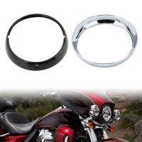 For Harley Touring Road King Electra Street Tri Glide Motorcycle 7‘’Headlight Lamp Trim Ring Black Chrome Decor Cover Parts