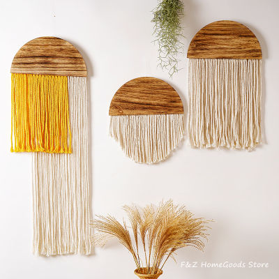 【cw】Hand Weaving Macrame Semicircle Board Wall Hanging Tapestry Nordic Style For Living Room Decor Bedroom Background Decoration