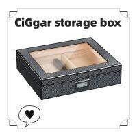 Cedarwood transparent ciigar box with electronic hygrometer display screen, fashionable and simple