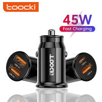 Toocki QC3.0 Quick Charge Mini USB Car Charger Fast Charging 45W PD Car Phone Charger Type CCharger สำหรับ Xiaomi Huawei Samsung