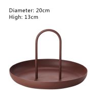 Desktop Storage Tray Nordic Plastic Round Jewelry Trays Living Room Kitchen Table Meal Snack Tray Plate with Handle Home Decor
