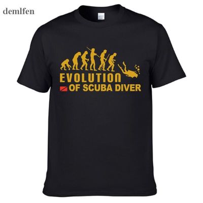 [S-5XL]เสื้อยืด ผ้าฝ้าย พิมพ์ลายธงดําน้ํา Evolution Of Scuba Diver Dive Down แฟชั่นฤดูร้อน สําหรับผู้ชายS-5XL