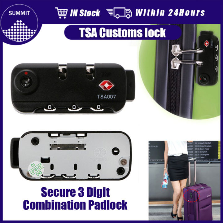 3 Digit Combination Padlock TSA007 Lock ABS Luggage Code Lock for ...