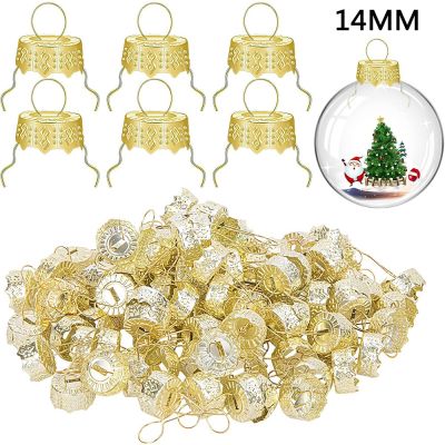 【CC】❁  50PCS Round Ornament Caps Gold Removable Metal Hangers Cap Xmas New Year Ornaments