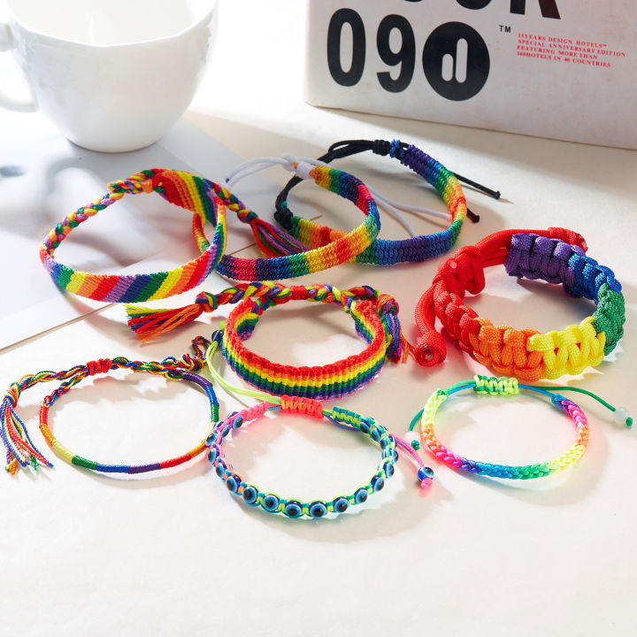 Fashion Korean Handwoven Rainbow Bracelet For Couple Best Friend ...