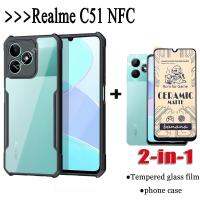 2in 1 Realme C51ฟิล์มฝ้า NFC เคสแข็งใสกันกระแทกและเซรามิก C53