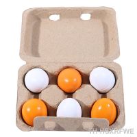 6pcs Simulation Wooden Eggs Toys Set Kids Pretend Play Wood Food Eggs Yolk Kitchen Food Children Kid Education Montessori Toys