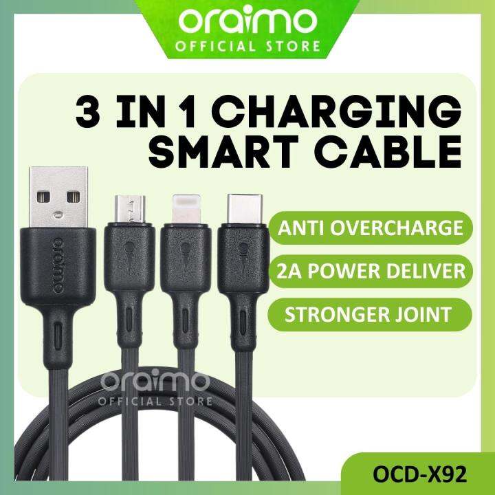 ORAIMO Premium 3 In 1 Smart Charging Cable Overcharging Protection ...