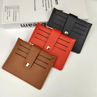 Card And Certificate Holder With Buckle Closure One Piece Wallet With Card Slots ID Holder With Zipper Closure Card Holder With Zipper And Buckle Zippered Card Case