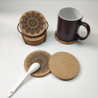 6 Pcs Nordic Mandala Round Log Cork Coaster Fine Workmanship Heat Resistant Insulation Pad Table Decoration