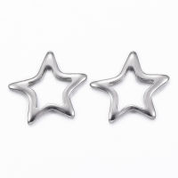 10pc 304 Stainless Steel Links Star Stainless Steel Color 16x17x2mm Hole: 8x8mm