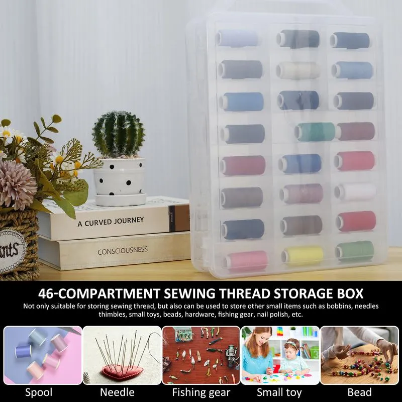 46 Grids Sewing Organizer, Double Sided Thread Box Storage