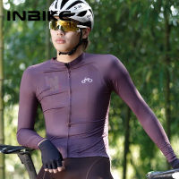 INBIKE เสื้อปั่นจักรยานเสือภูเขาผู้ชาย,เสื้อปั่นจักรยานเสือภูเขาระบายอากาศได้สวมใส่สบายชุดกีฬาจักรยานรัดรูปชายเต็มกระเป๋าแห้งเร็วยืดหยุ่นสูงเสื้อแขนยาวขี่จักรยาน