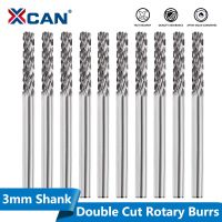 XCAN 10pcs 3mm Shank Double Cut Tungsten carbide Rotary Burr Sets For Dremel Rotary Tools Rotary File Rotary Tool Parts  Accessories