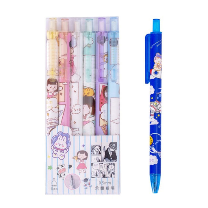 bali-ปากกาอังก์ตูนอัตโนมัติ-kawaii-pens-สำหรับการเขียนแบบเครื่องกลดินสอเครื่องเขียนเกาหลีน่ารัก6ชิ้น-กล่อง