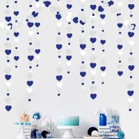 【LF】 Guirlandas de coração para decoração de parede coração papel prateado azul-marinho real 4m para casamento bebê menino festa de aniversário suprimentos