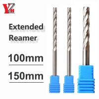 YZH 100mm 150mm เครื่องคาร์ไบด์ Reamer HRC50 ความทนทานต่อร่องเกลียวที่ไม่เคลือบผิว H7 Harened Steel Metal Cutter CNC Turning Hole