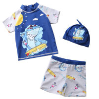 Kids Boy Swimsuit 3 Piece Children Swimwear Child Swim Trunk Beach Cap Baby Swimsuit Cartoon Split Sunscreen Surf Suit Bathing