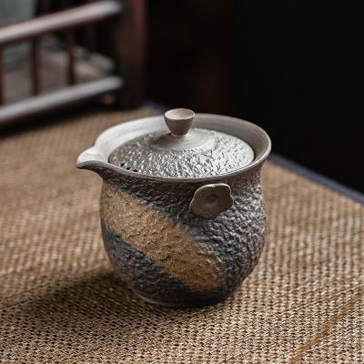 [COD] Coarse pottery gilt teapot making tea bowl teacup single ceramic kung fu set hand grasping