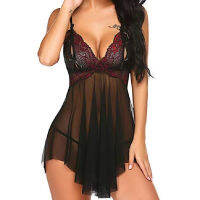 Hot Style Slip Nightie Ladies See-Through Sexy Lingerie Open Chest Lace Sleepwear Suspenders Nightdress 2XL-M