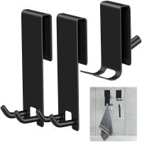 【YF】 Bathroom Shower Door Hook Over Glass Towel Rack Stainless Steel Drilling Free Holder Hanger