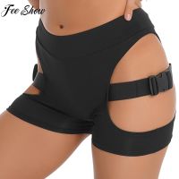 Sexy Women Hollow Out Cutout Rave Dance Hot Pants Clubwear Fashion Plastic Release Buckles Designed Shorts Gym Fitness Shorts