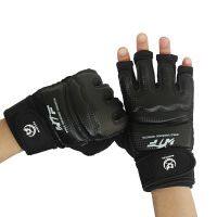 【LZ】☈  Alta qualidade kick luvas de boxe mma muay thai formação boxer equipamentos de luta metade luvas de couro do plutônio preto equipamento de boxe