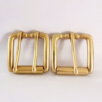 【cw】 4cm Solid Brass Roller Belt Buckle Single/Double Pin Tongue Prong DIY Leather Craft Bag Strap Jeans Webbing Dog Collar ！