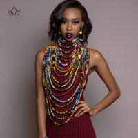 2021 Ankara Beautiful Multi Strand Necklace African Bold Colorful Long Exotic Jewelry Anfrica Handmade long Collier WYB181