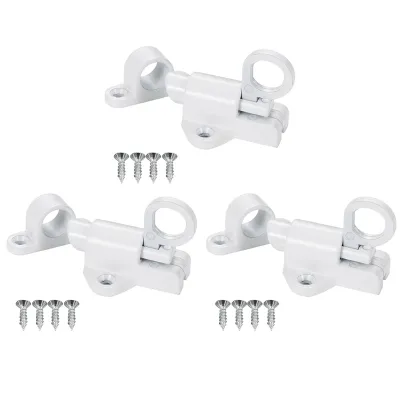3X Aluminum Alloy Security Automatic Window Gate Lock Spring Bounce Door Bolt Latch White