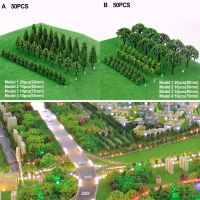 50pcs Plastic Model Train Miniature Tree Scenery Railroad Building Landscape Accessories Architectural Sand Table Models DIY New