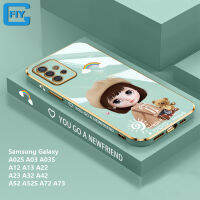 ปลอกสำหรับ Samsung Galaxy A01 A02 A02S A03 Core A03S A04 A04S A12 A13 A22 A23 A32 A33 A42 A52 A52S A53 A72 A73แฟชั่นโทรศัพท์กรณีการ์ตูนผู้หญิงน่ารักชุบโครเมี่ยมฝาครอบ Soft TPU ป้องกันกล้องเต็มรูปแบบยางเคสห่อหุ้มสำหรับเด็กผู้หญิง