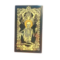 Custom Beauty And The Skeleton Lapel Pin Cartoon Black Creative Rectangle Tarot Hard Enamel Black Nickel Metal Badge For Gift Fashion Brooches Pins