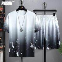 【July hot】 Mens summer 2023 new ice silk suit mens short-sleeved t-shirt casual sports