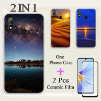 2 IN 1สำหรับ Realme 3กรณีนิ่ม TPU ซิลิโคนทาสีเคสโทรศัพท์ที่มีฟิล์มกันรอยกันกระแทกโค้ง