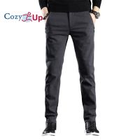 กางเกง Chinos ผู้ชาย Cozy Up ธุรกิจสีทึบโพลีเอสเตอร์ตรงสบายๆ