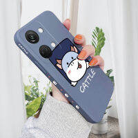 เคสสำหรับ OnePlus Nord 3 5G เคสโทรศัพท์ดีไซน์ลายการ์ตูนวัวมีความสุขลวดลายขอบสี่เหลี่ยมคลุมทั้งหมดของเหลวเคสป้องกันกล้อง