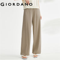 GIORDANO ผู้หญิง สีทึบถักแถบยางยืดหลุมยางยืดเอวยางยืดกางเกงลำลองขากว้าง Free Shipping 05413128 105