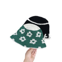 Ladies Flowers Design Breathable Fashion Hand Knits Sun Cap Bucket