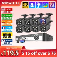 MISECU UHD 8CH 4K ระบบกล้องระบบความปลอดภัย POE กลางแจ้ง8MP ตรวจจับใบหน้า H.265กล้อง IP ชุดป้องกันเฝ้าระวังบันทึกวิดีโอ