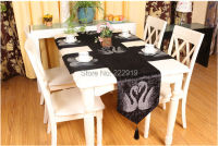 European table flag luxury couple table runner for party modern purple velvet Swan table runner bed runner table cloth