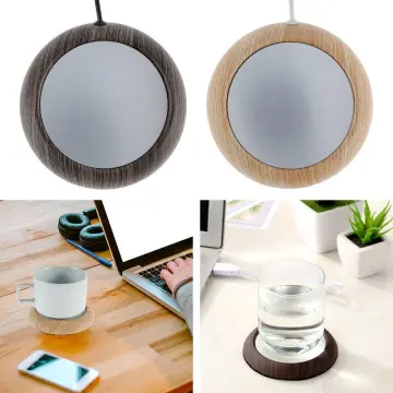 Portable USB Wood Grain Cup Warmer Heating Beverage Mug Mat Coffee