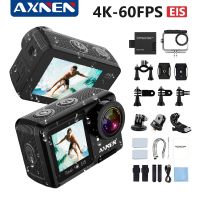 AXNEN 4K Waterproof Action Camera EIS Anti Shake Video Sports Cameras with Touch Screen Dual Screen Action Camera Webcam