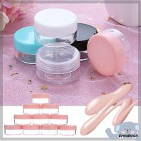 BRENDONAN 10PCS/Set การท่องเที่ยว พลาสติก เครื่องสำอาง ขวดรีฟิล กล่องมินิ คอนเทนเนอร์อายแชโดว์ ขวดครีมทาหน้า ขวดกลม กล่องโหลเปล่า