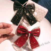 【Ready Stock】 ☈ C18 Cute Starry Sky Bronzing Bow Hairpin Baby Girl Double Ribbon Hair Clip